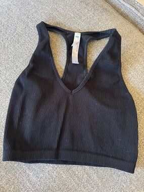 Free People Movement Black Ribbed Racerback Crop Tank Top